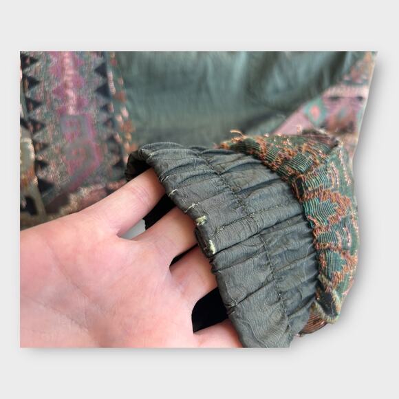 VTG 80s East West Patchwork Bomber Puffer Jacket Womens M Boho Cowgirl Grunge - Picture 11 of 16